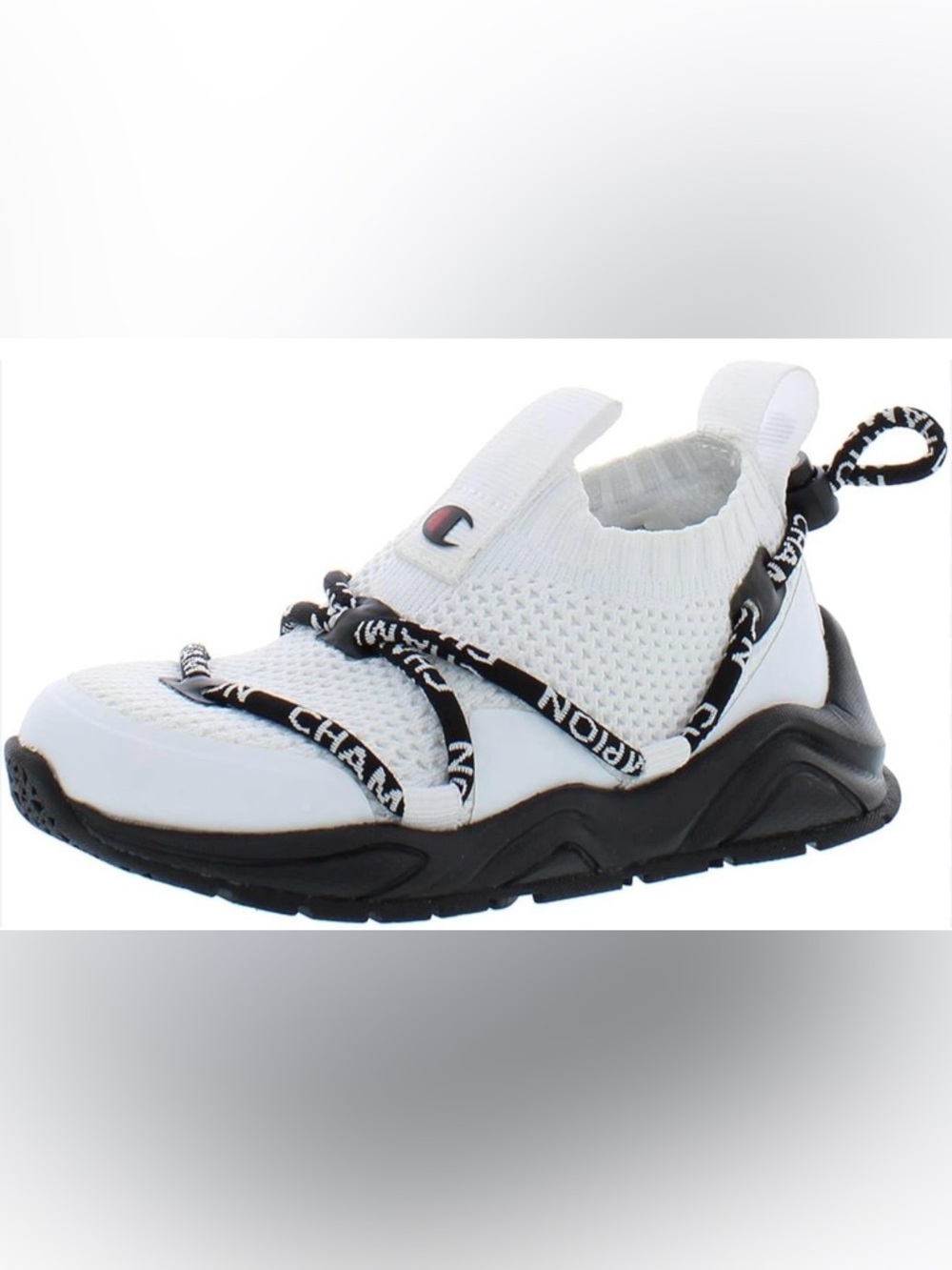 Champion White and Black Knit Slip-On minimalist athletic running Sneaker